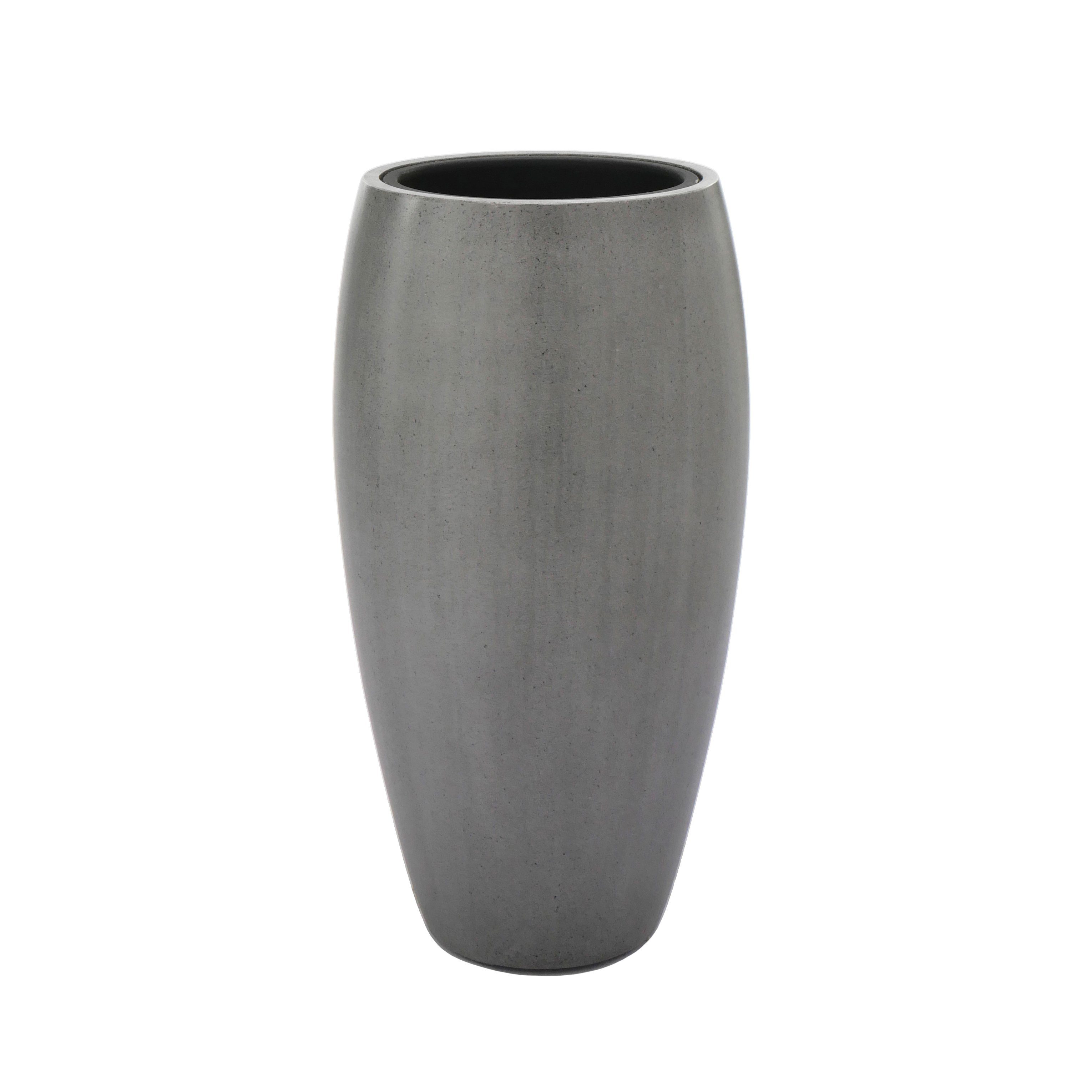 Flingora Bodenvase Cinthia, mit Einsatz - Fiberglas - Indoor & Outdoor - Staubgrau - Höhe 65 cm
