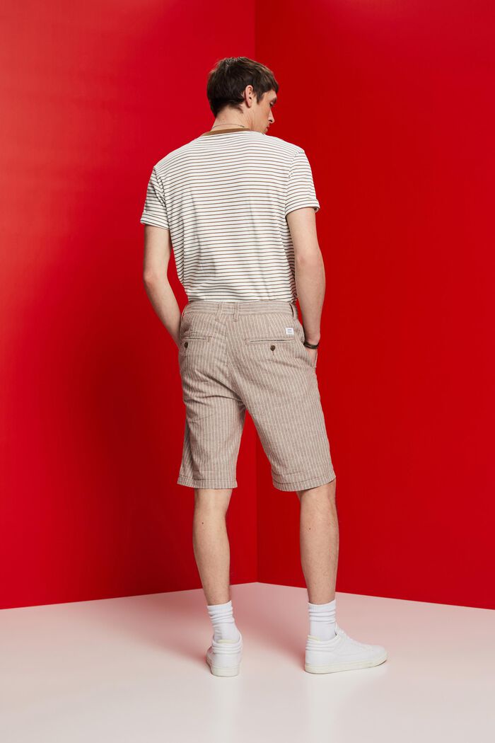 Gestreifte Chino-Shorts, Baumwoll-Leinen-Mix