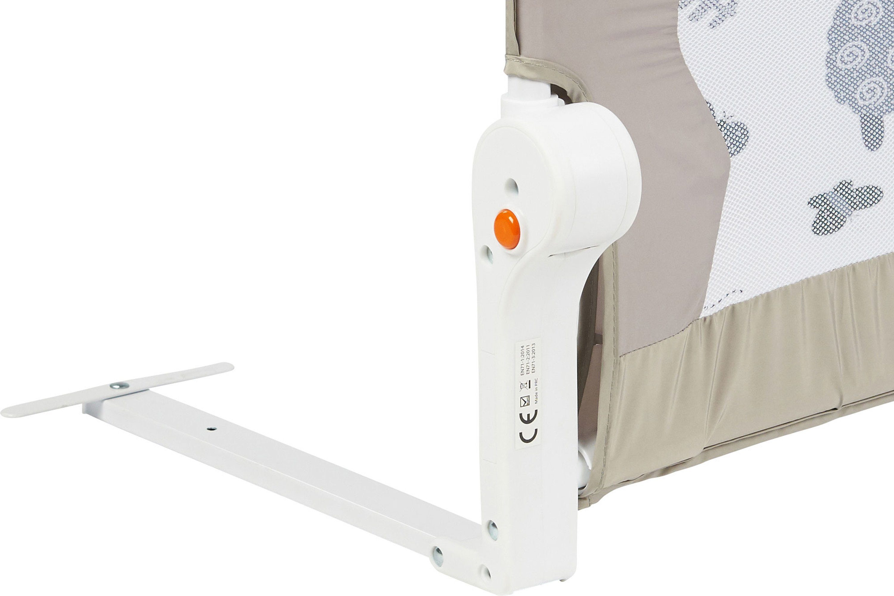 ib style Bettschutzgitter My Little Farm Bettgitter Grau 180 cm, Bettschutzgitter klappbar - abwaschbarer Stoff