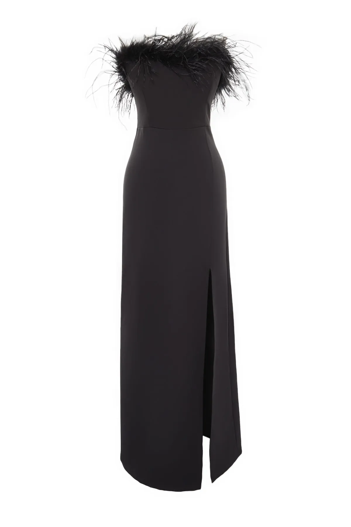 Trendyol Collection  Schwarzes, figurbetontes, gefüttertes, durchbrochenes, langes Abendkleid TPRSS22AE0095