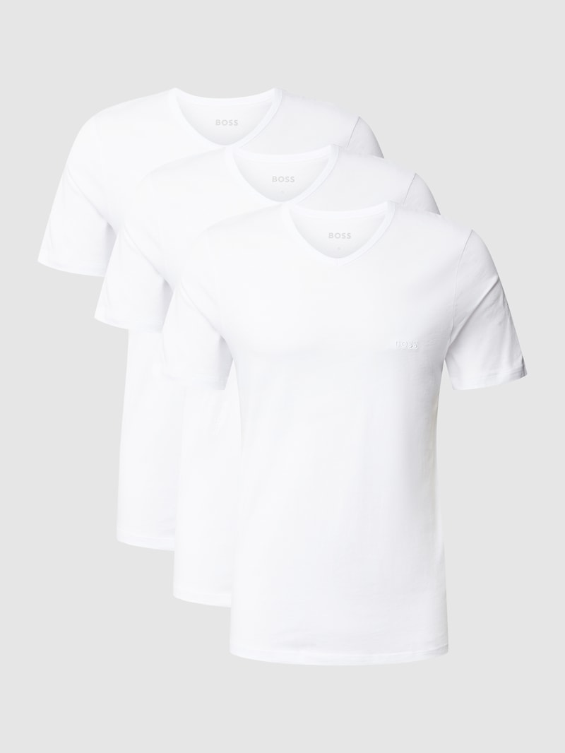 T-Shirt mit V-Ausschnitt im 3er-Pack Modell 'Classic' in weiß
