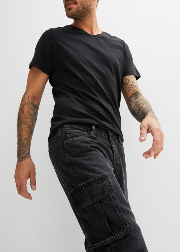 Loose Fit Cargo-Jeans, Straight