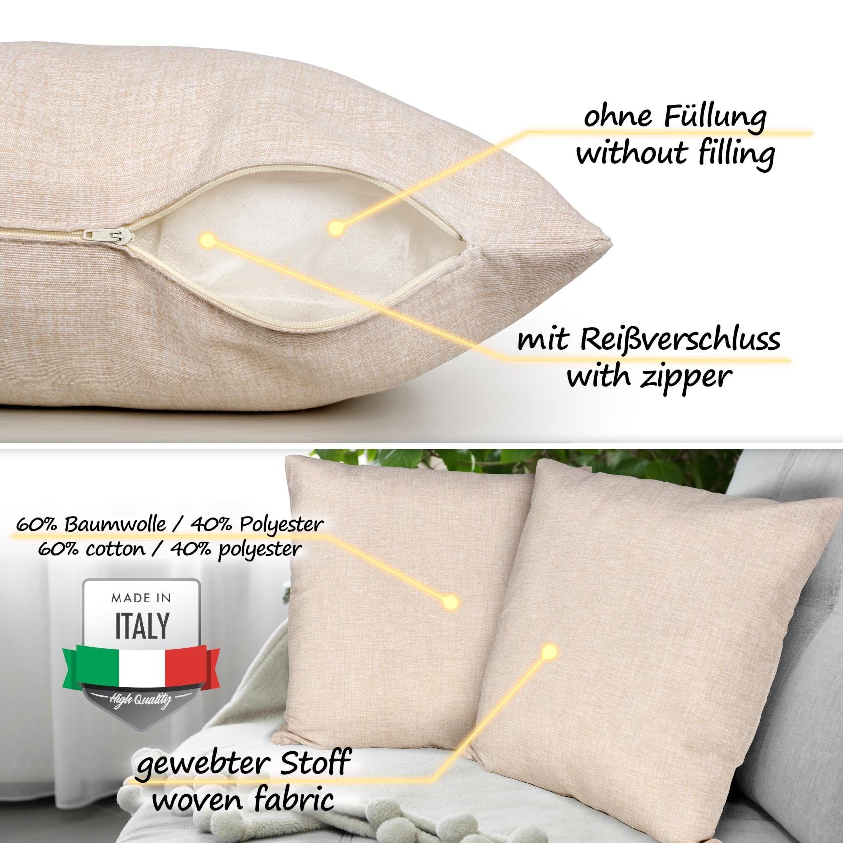 ANRO Dekokissen Kissenbezug Kissenhülle Deko Kissen Leinenoptik Uni mit oder ohne, Textil