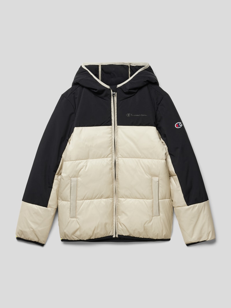 Steppjacke mit Kapuze in ecru