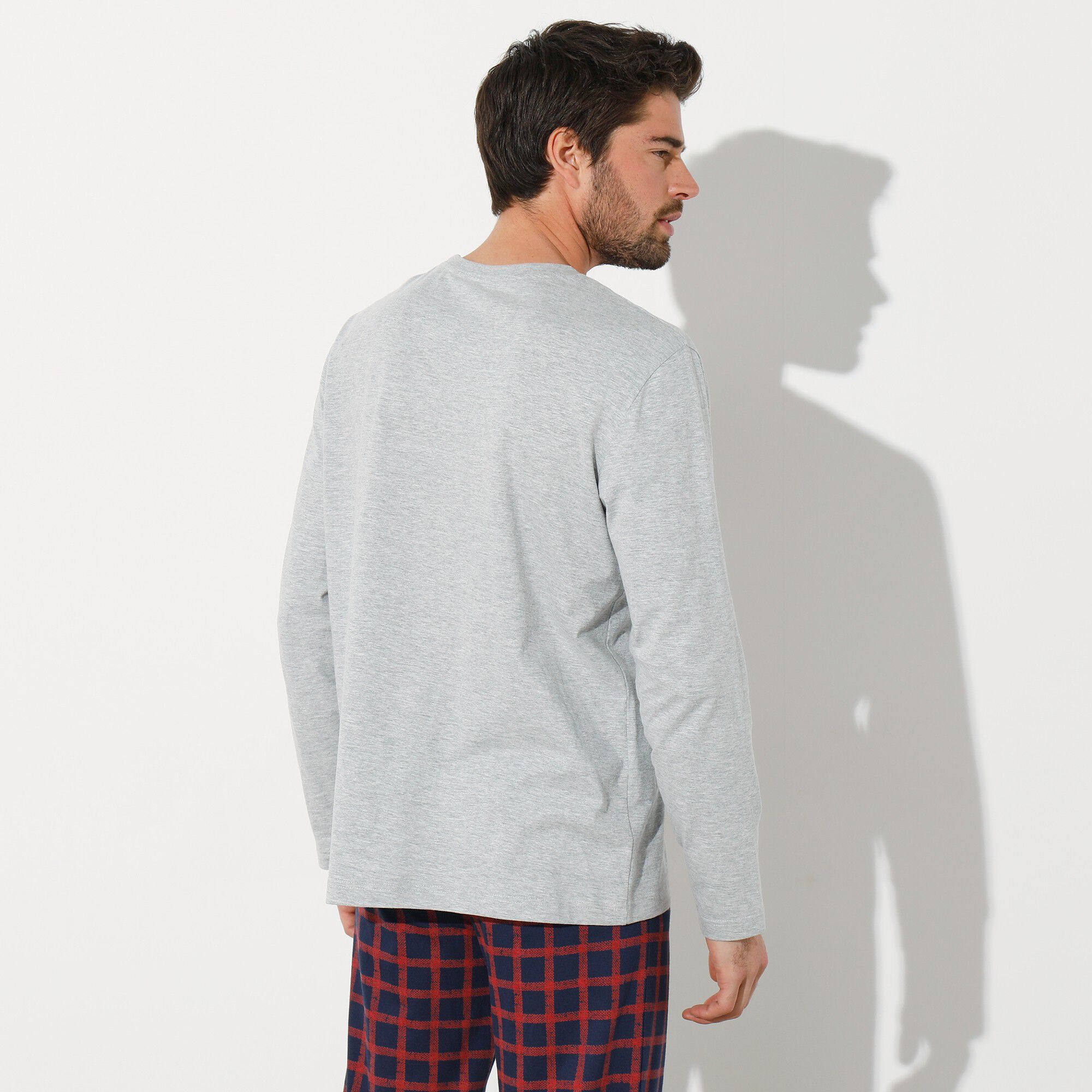 Tee-shirt pyjama manches longues polycoton