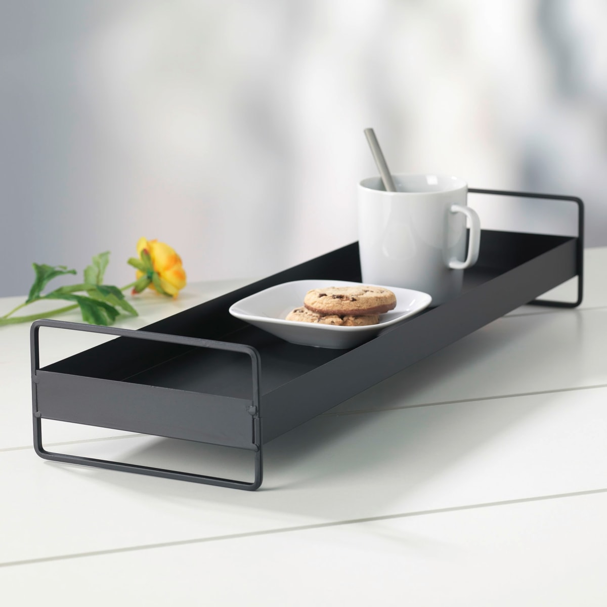 Metalltablett 50x16x9cm schwarz, 1 St
