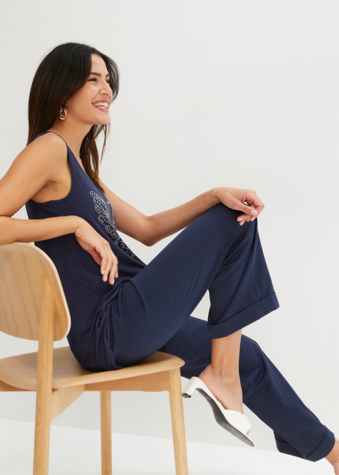 Asymmetrisches Long-Top mit Glitzerschmetterling