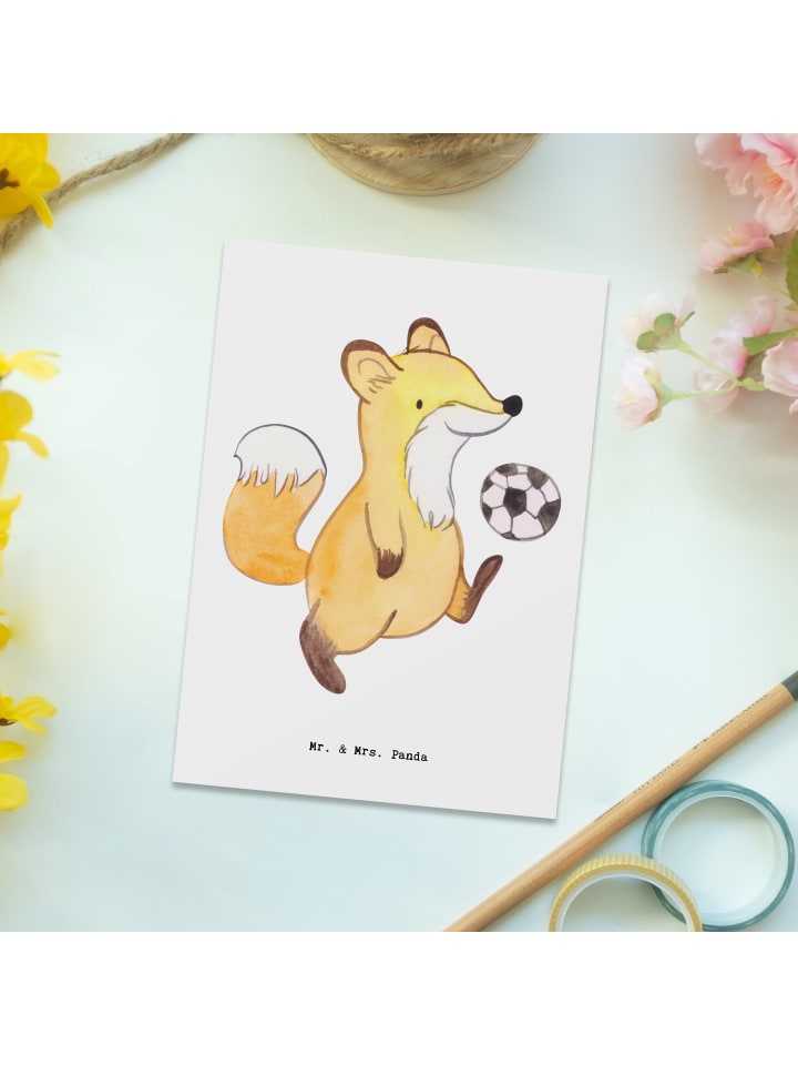 Mr. & Mrs. Panda Postkarte Fußballer Herz ohne Spruch in Weiß günstig kaufen onesize