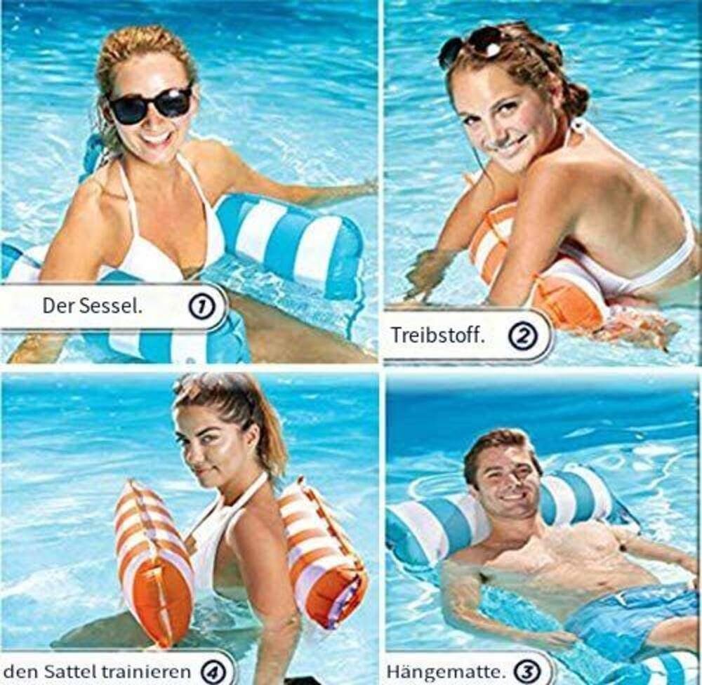 Devenirriche Luftbett 7 Luftmatratze Aufblasbarer Wasserhängematte Pool Lounge Hängematte