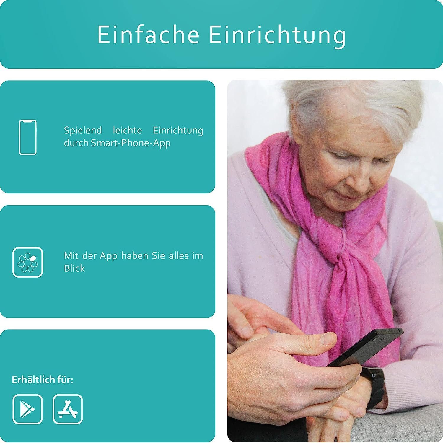 one button phone Notrufuhr mit GPS-Ortung und Telefonfunktion, SOS-Knopf für Senioren Smartwatch