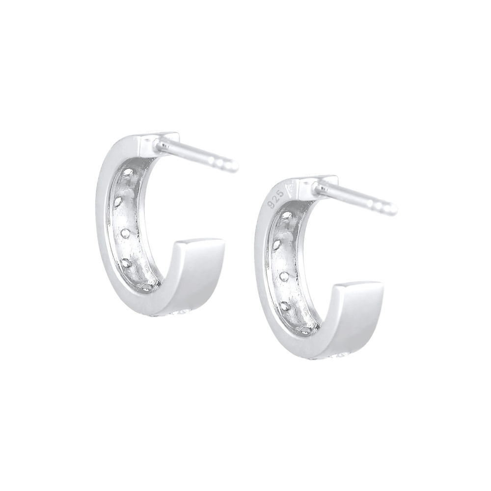 Elli Elli Boucles d'Oreilles Femmes Creoles Mini Elegant Basic avec pierres de zirconi Boucles d'oreilles