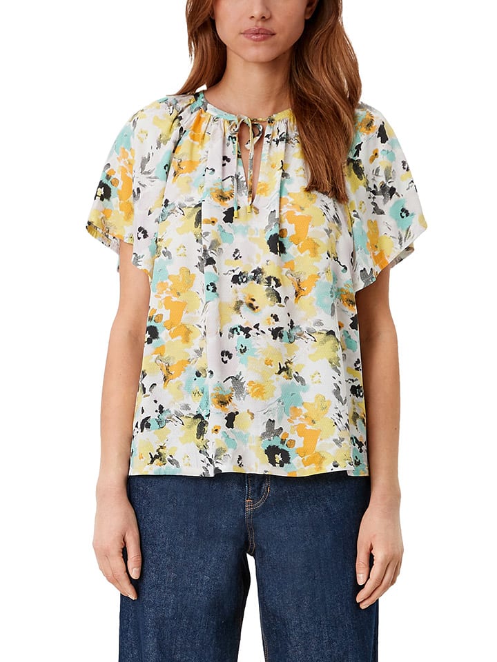 S.OLIVER RED LABEL Bluse in Weiß/ Gelb/ Hellblau günstig kaufen