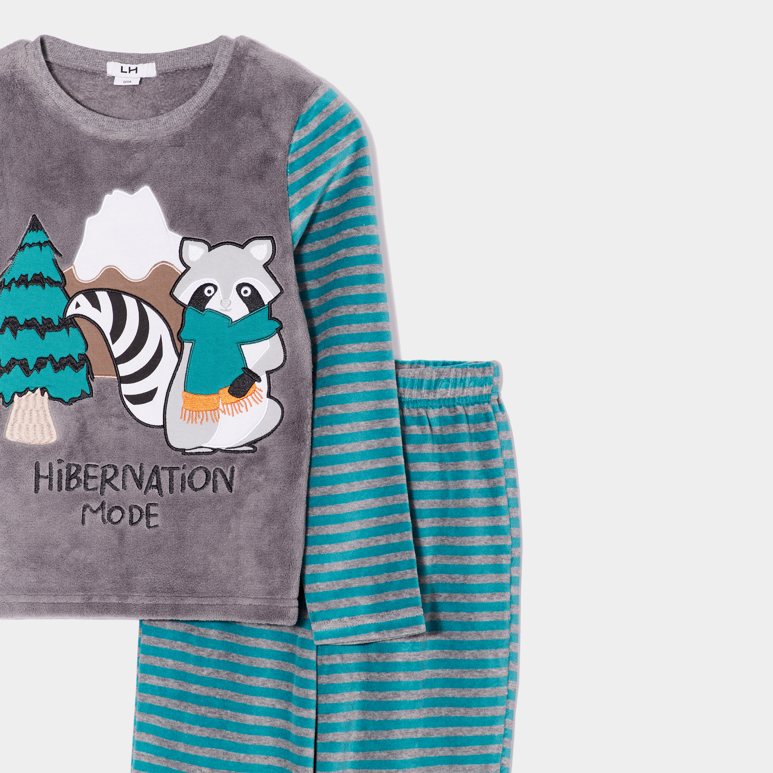 Ensemble pyjama pantalon pilou vert émeraude garçon | La Halle