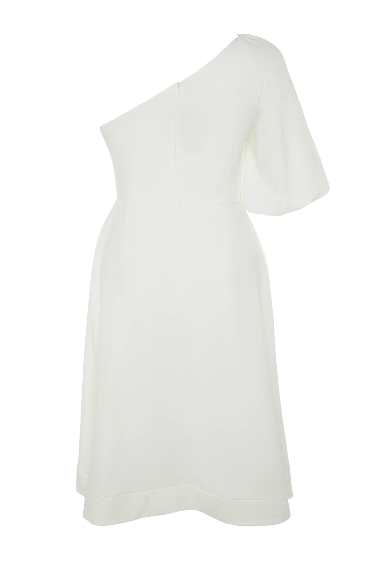 Trendyol Curve  Weißes gewebtes Brautkleid mit einem Ärmel TBBSS23AH00237