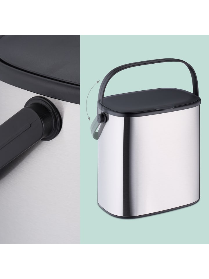 relaxdays Mülleimer in Silber/ Schwarz - 5 l günstig kaufen onesize
