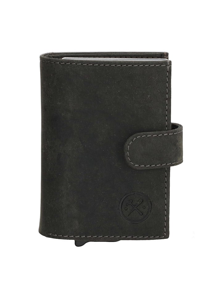 HIDE & STITCHES Leder-Geldbörse in Schwarz - (B)8 x (H)10 x (T)2 cm günstig kaufen onesize