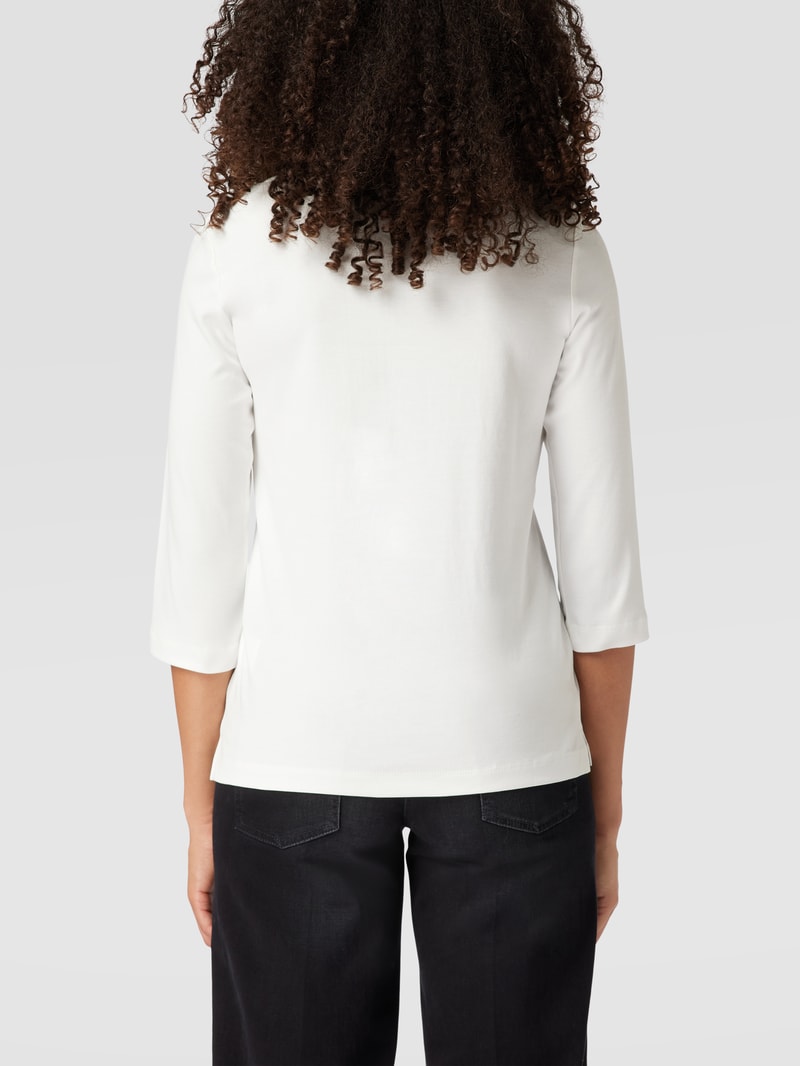 T-Shirt mit 3/4-Arm und dekorativen Knöpfen in offwhite