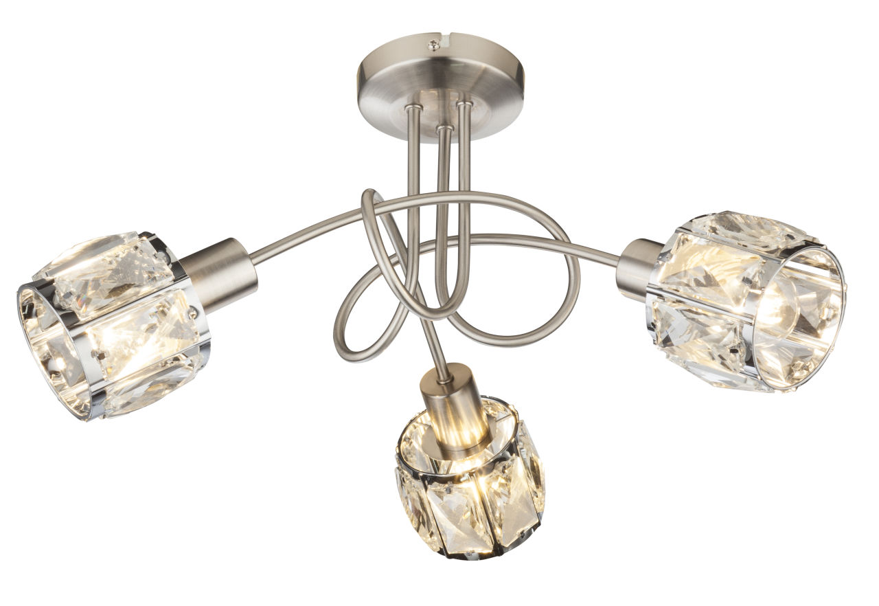 Globo Lighting - KRIS - Deckenleuchte Metall Nickel matt, 3x E14