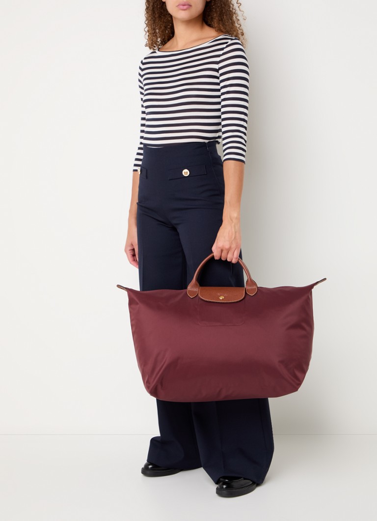 Geantă de voiaj Longchamp Le Pliage Original, mărimea S, cu detalii din piele.