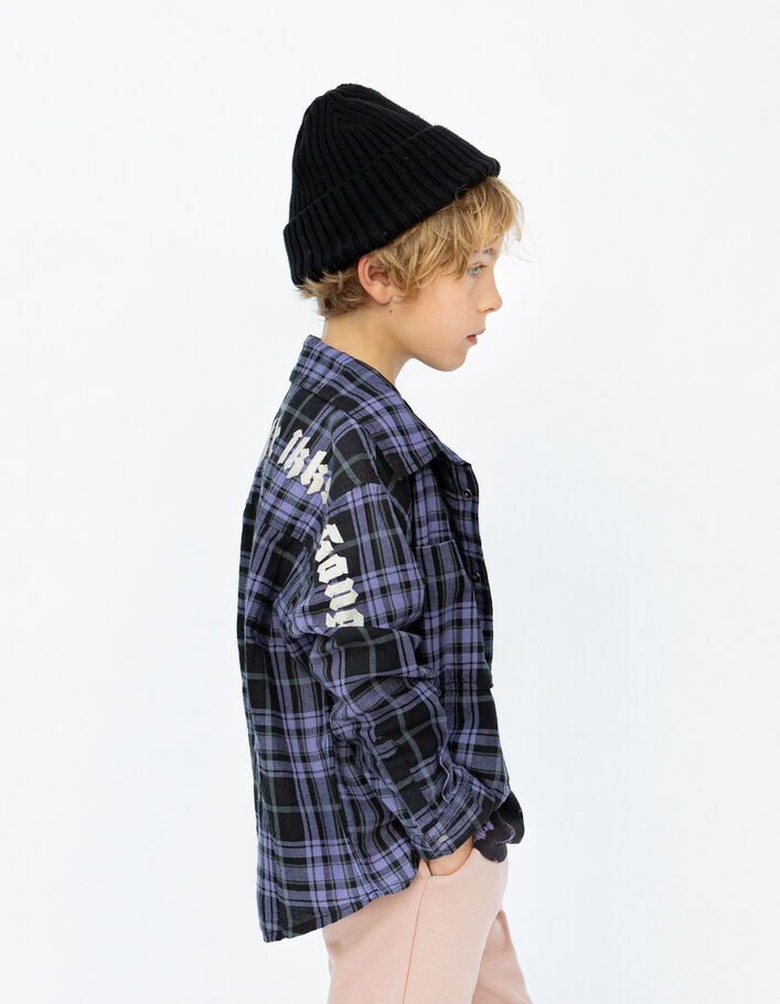 Chemise violet mix carreaux garçon