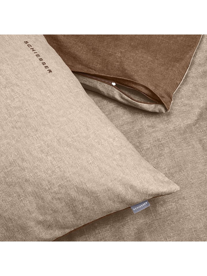 Schiesser Feinbiber-Bettwäsche-Set  in Beige günstig kaufen
