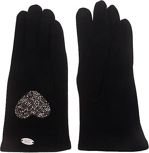 Leslii Fingerhandschuhe mit funkelndem Strass-Herz