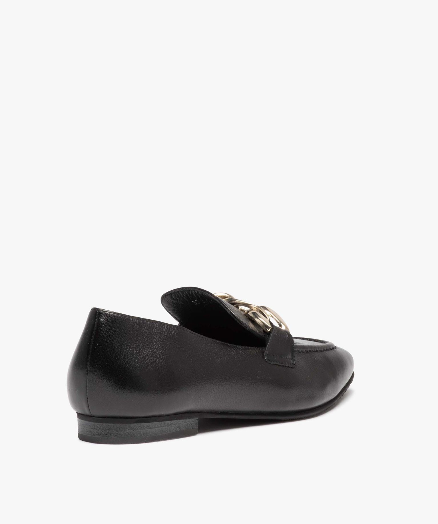 Mocassins femme en cuir avec bride chanette noir | GEMO