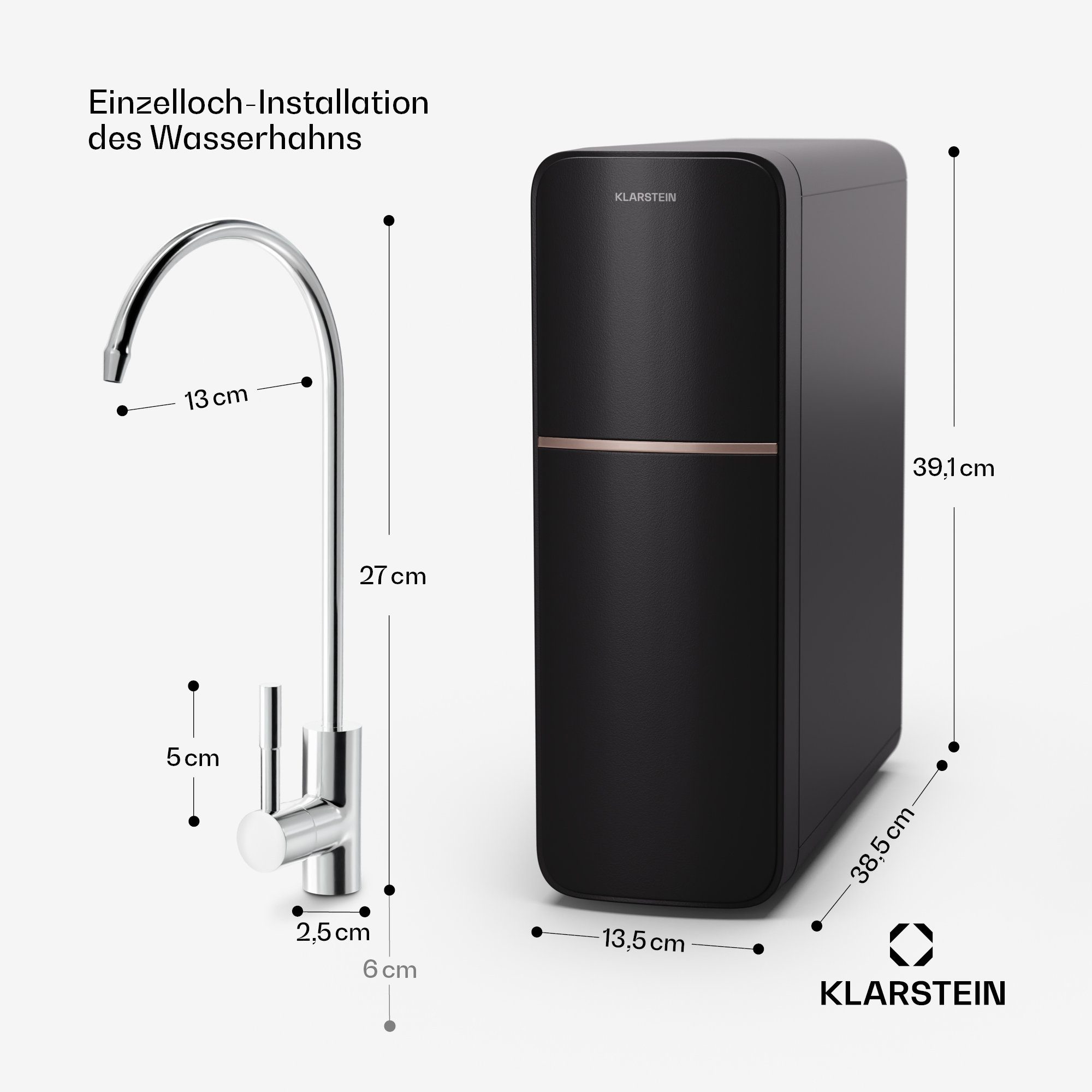 Klarstein Wasserfilter PureLine 800 Wasserfiltersystem, Zubehör für PureLine 600, RO-Filter Wasserfilter maschine Wasserhahn Home Office
