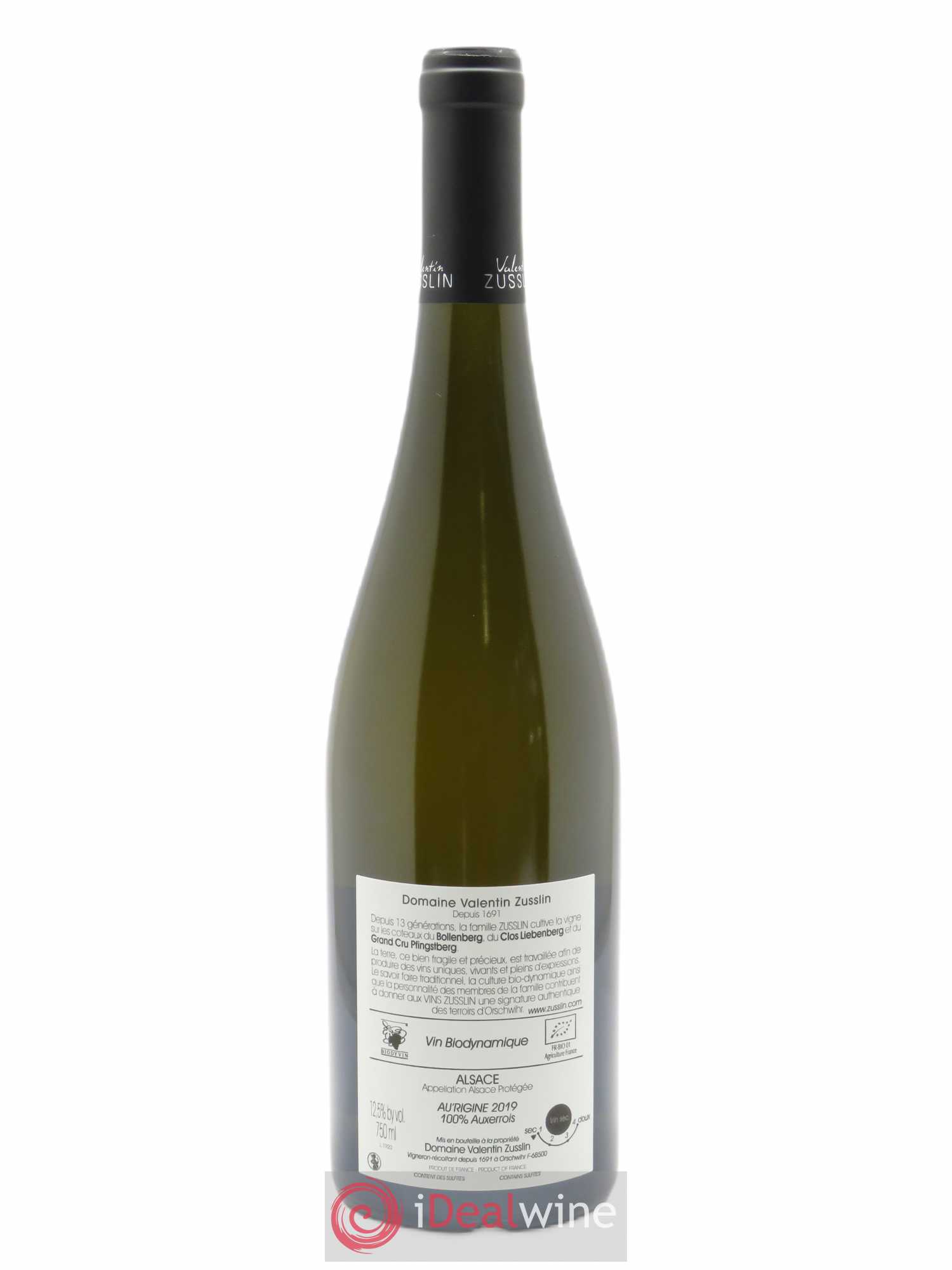 Alsace AU'rigine Valentin Zusslin (Domaine)  2019 - Lot de 1 Bouteille