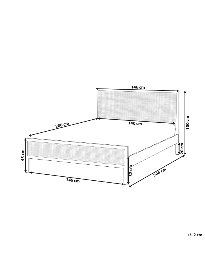 Beliani Doppelbett SALERNAS in Braun - (W) 146 x (H) 100 x (L) 206 cm günstig kaufen onesize