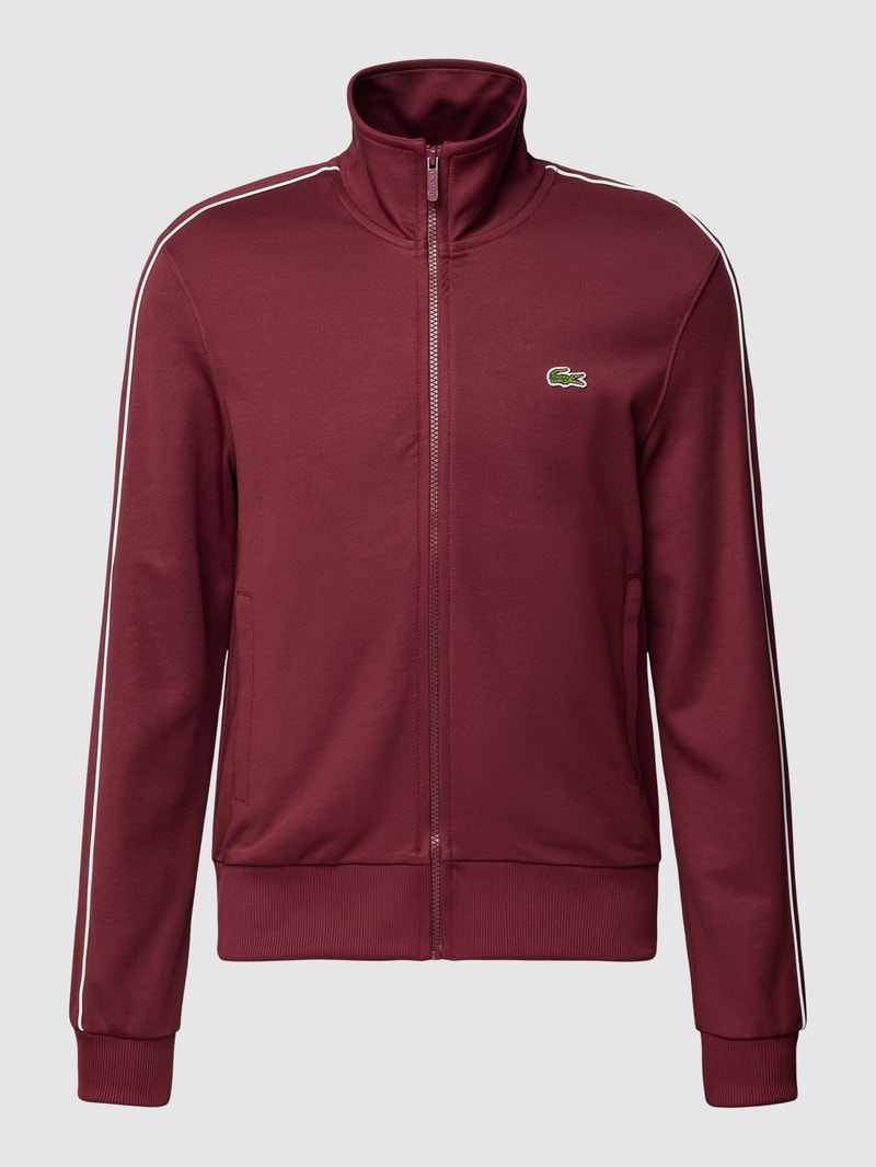 Sweatjacke mit Stehkragen in bordeaux rot