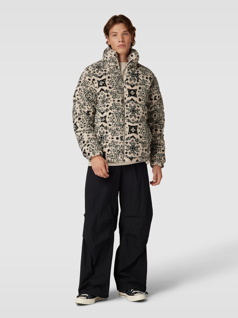 Fleecejacke mit Allover-Muster in offwhite