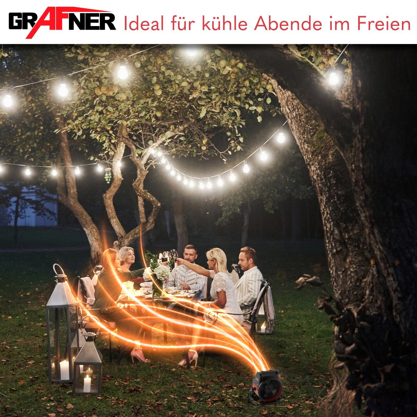 Grafner Heizgerät 2000 W Baustellen Heizlüfter Heizgebläse 2 kW Keramik Elektroheizung, 2000 W, mit Thermostat und Tragegriff