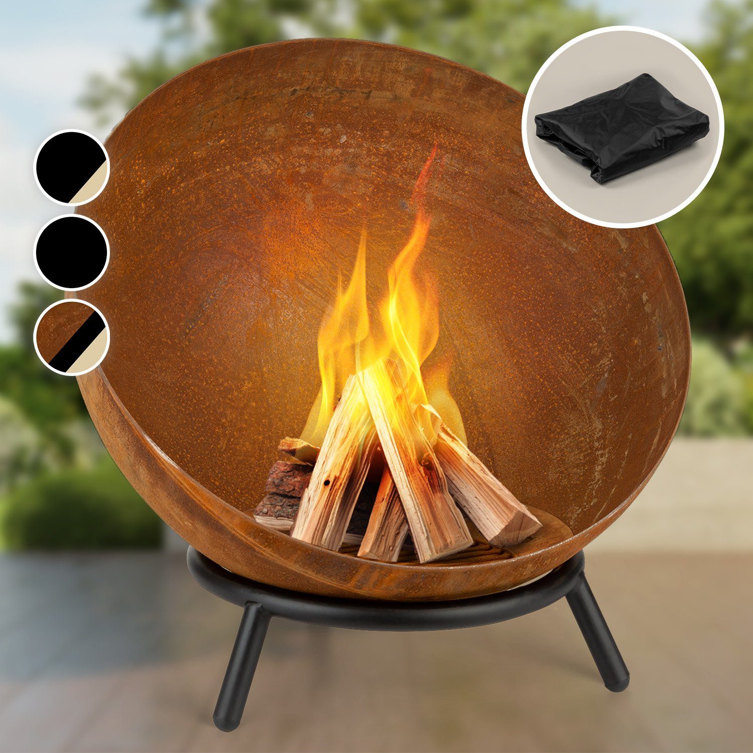 blumfeldt Feuerschale Fireball Rust Feuerschale, (Set), Feuerkorb Feuerstelle Outdoor Feuerschale Garten Lagerfeuerschale