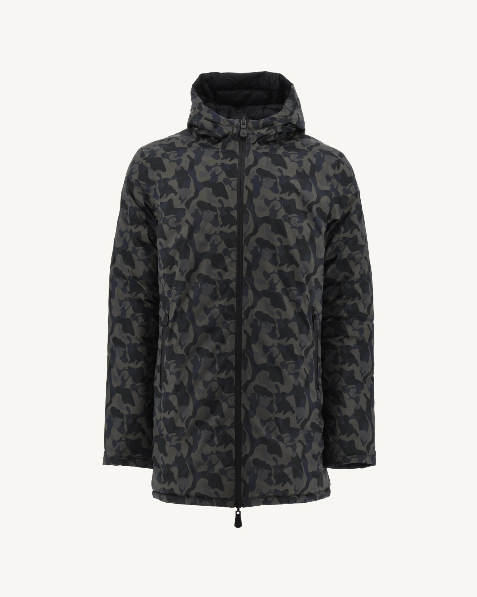 Doudoune réversible Print militaire/Noir Amsterdam