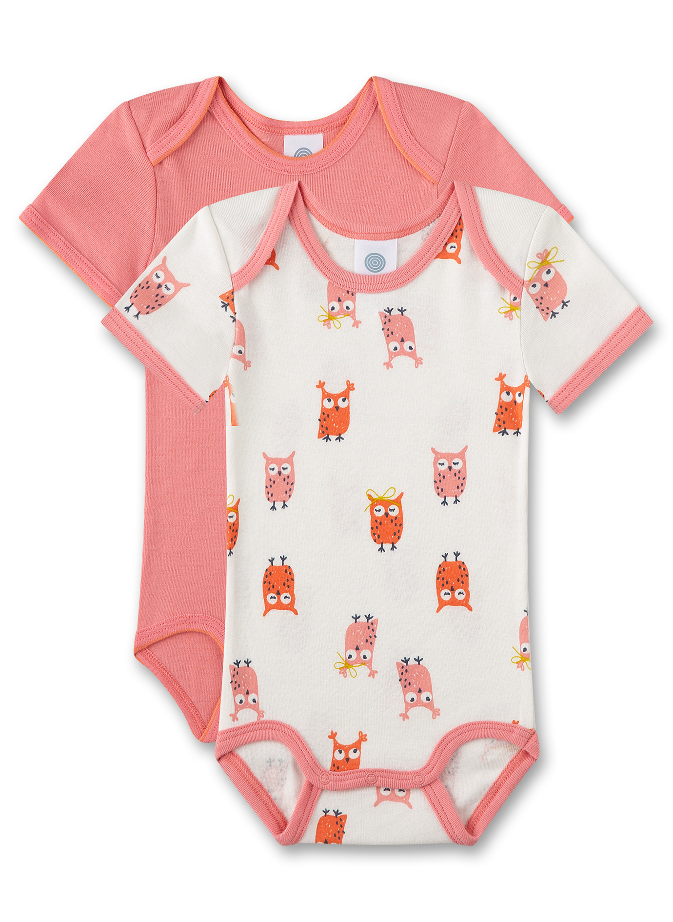 Baby-Body kurzarm (Doppelpack) Off-White & Rosa