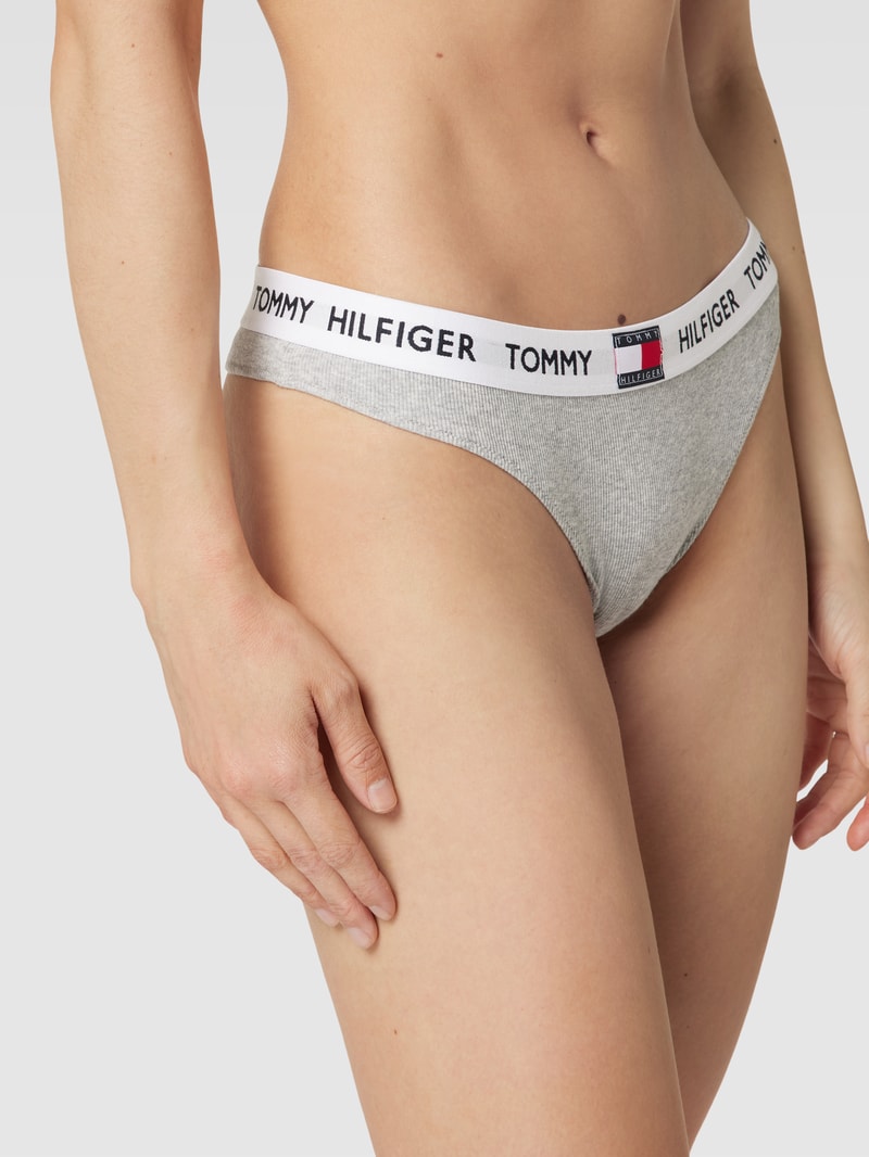 String mit Feinripp Modell 'TOMMY' in hellgrau meliert