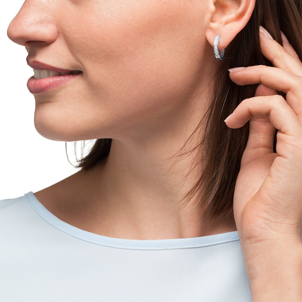 Jette Créoles 925 Argent rhodié Boucles d'oreilles