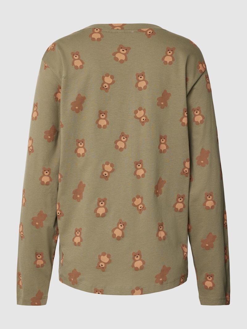 Pyjama-Oberteil mit Allover-Print in khaki