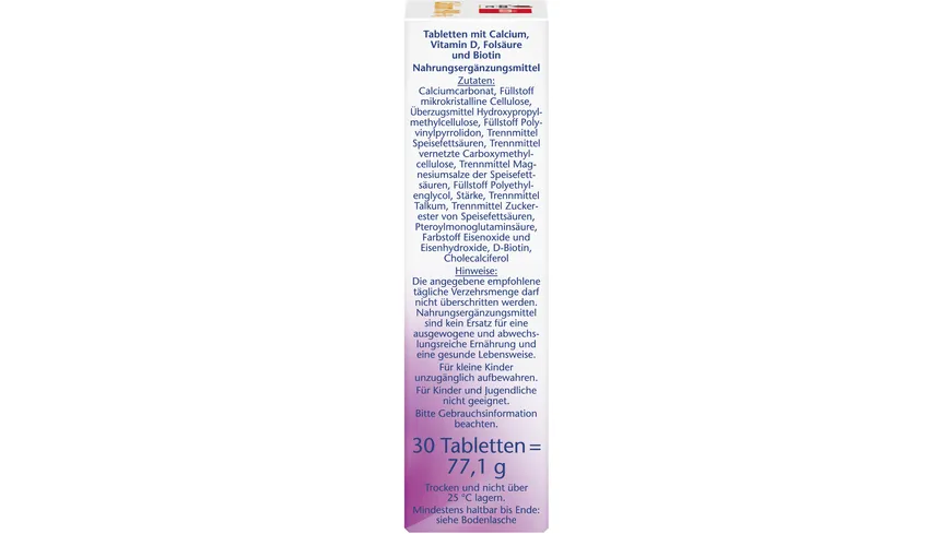 Doppelherz Calcium 900 + D3 Biotin + Folsäure 30 Tabletten