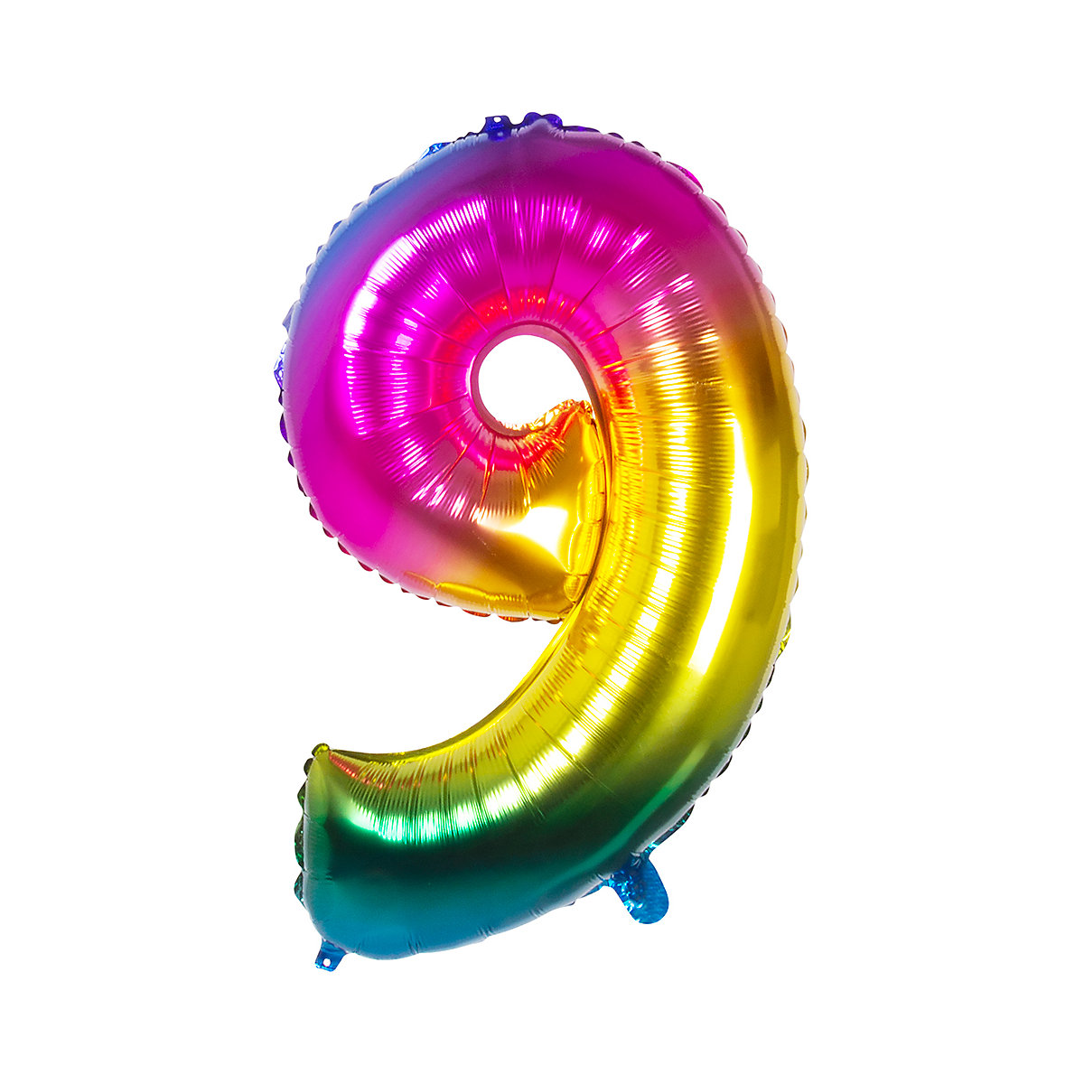 Folienballon Zahl 9 Regenbogen, 86 cm