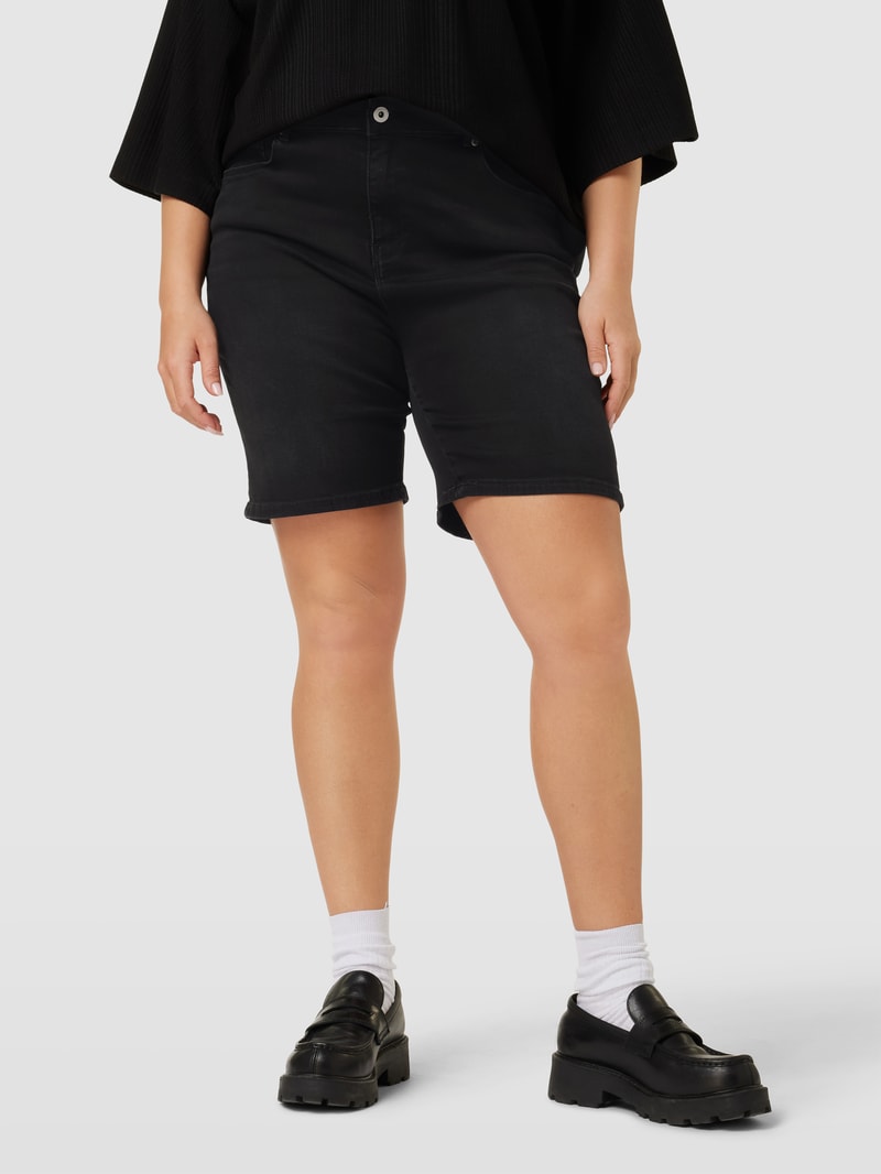 PLUS SIZE Jeansshorts im 5-Pocket-Design Modell 'CARLA' in schwarz