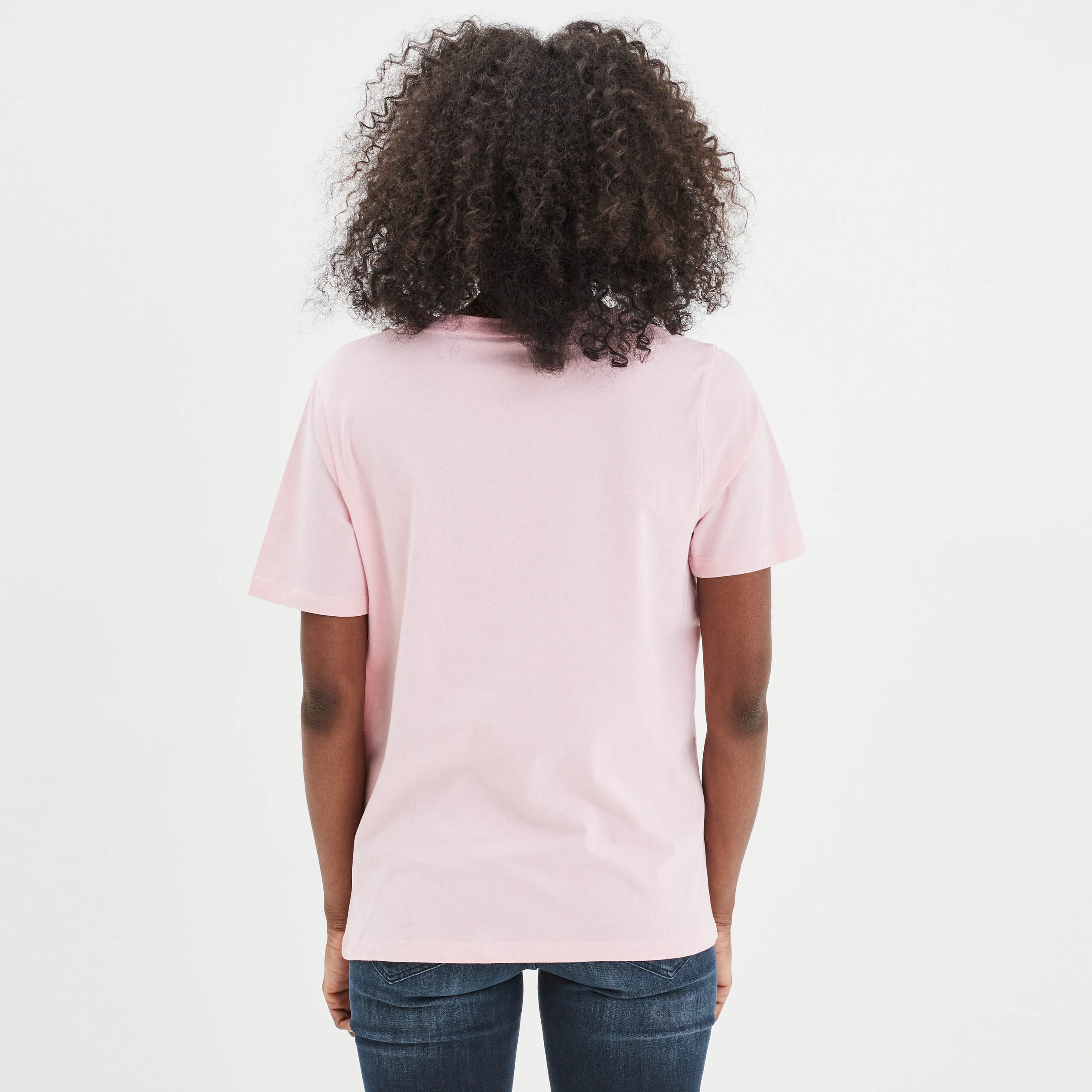 T-shirt oversize col rond coton Creeks rose clair femme | La Halle