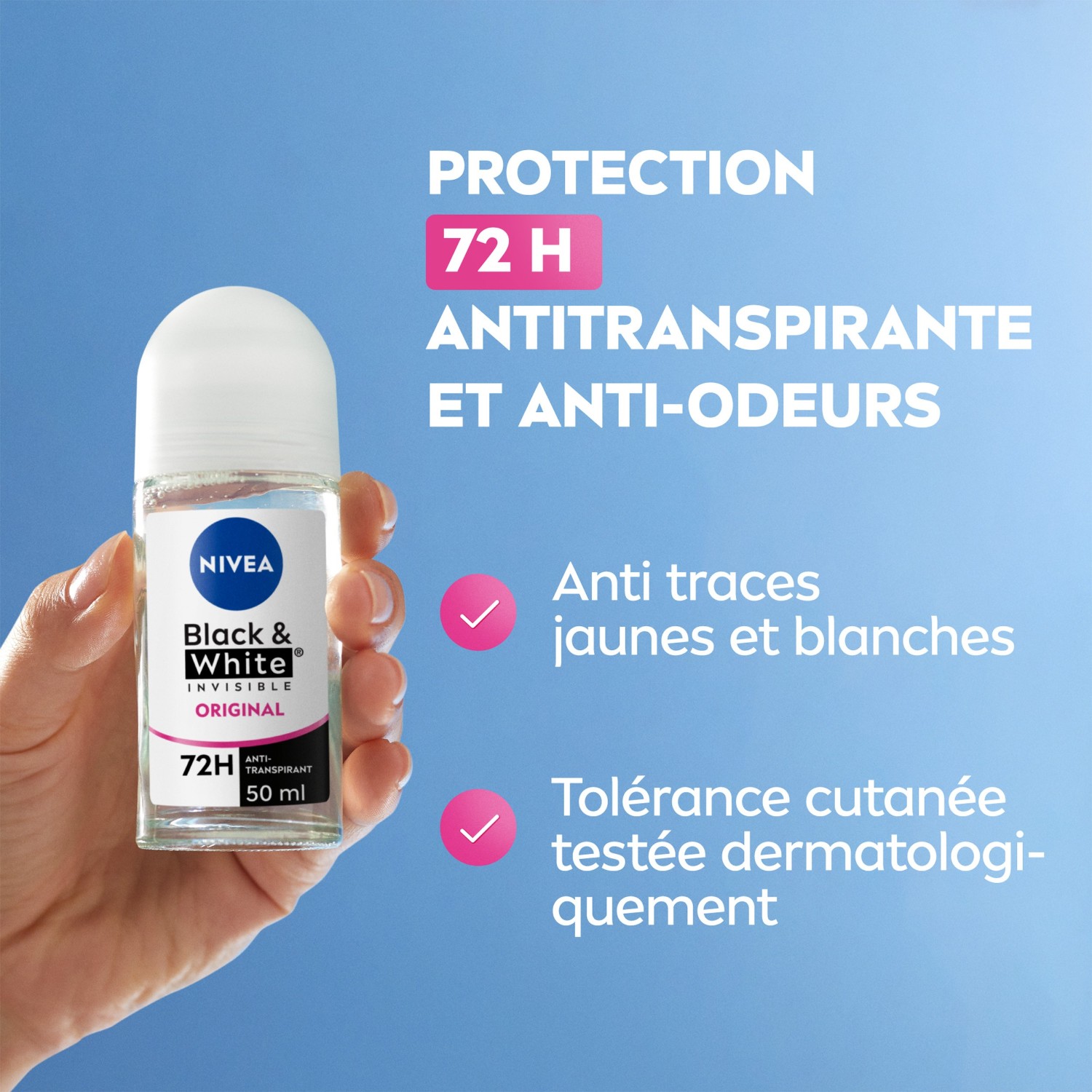 NIVEA roll-on dezodorans antiperspirant protiv mrlja žuta i bijela 48 sati