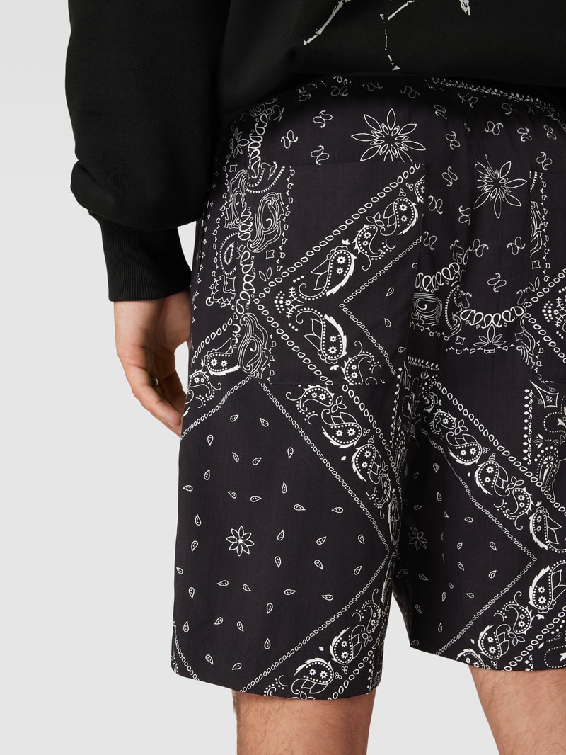 Shorts aus Viskose mit Allover-Muster in anthrazit