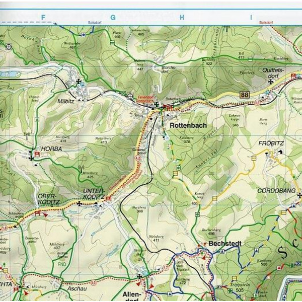 Wander-, Ski- und Radwanderkarte Schwarzatal, Bad Blankenburg, Oberweißbach und Umgebung - Winterwanderkarte