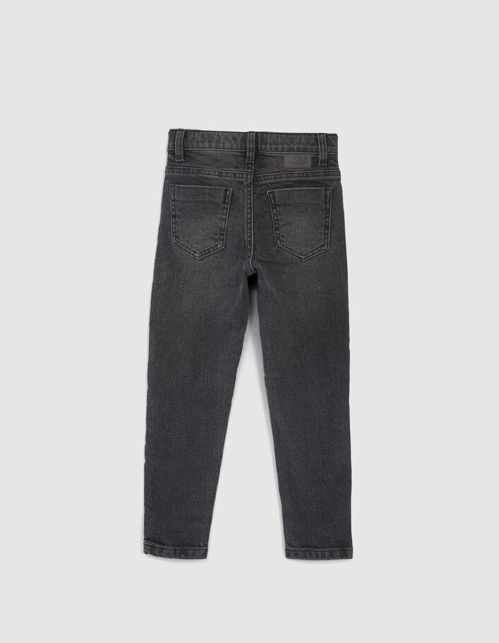 Jean TAPERED gris broderies et usures genoux garçon