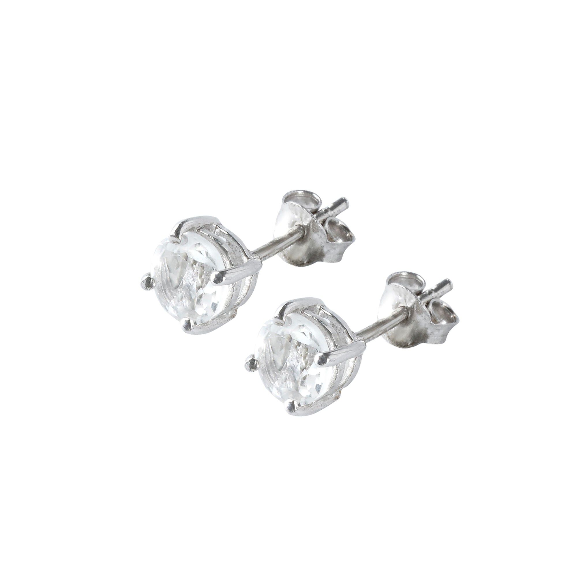 Boucles d'oreilles puce Cristal de Roche et argent