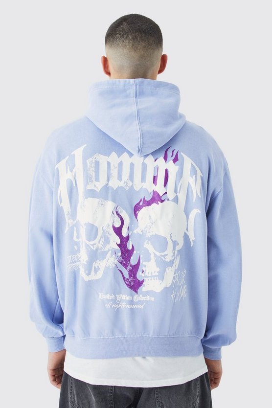Oversize Hoodie mit Totenkopf-Print