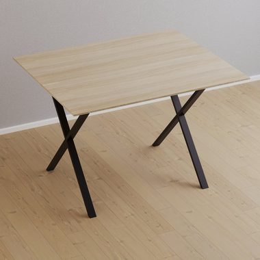 en.casa Tischgestell, Høng 2er Set Tischkufen aus Stahl X-förmig 70 x 65 cm Schwarz